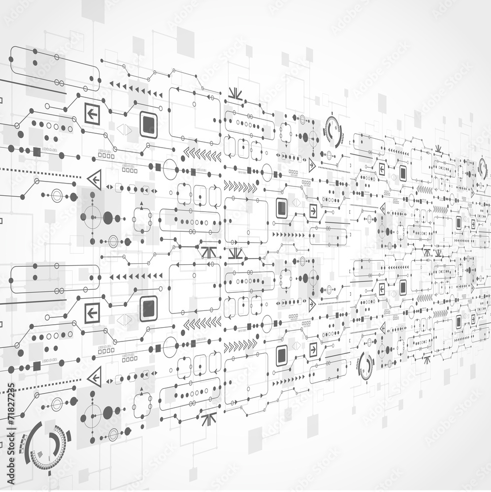 Abstract technological background with various technological ele Abstract technological background with various technological ele