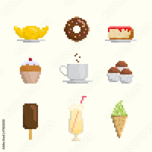 Pixel Art Sweets Icons Created 32x32 Stock Illustration 1849878964