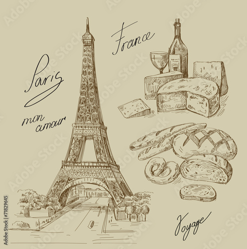 hand drawn Paris