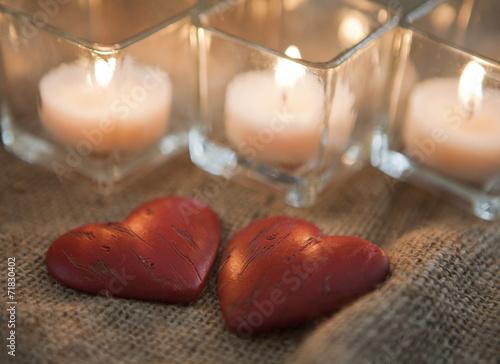 coeurs et bougies romantisme photo