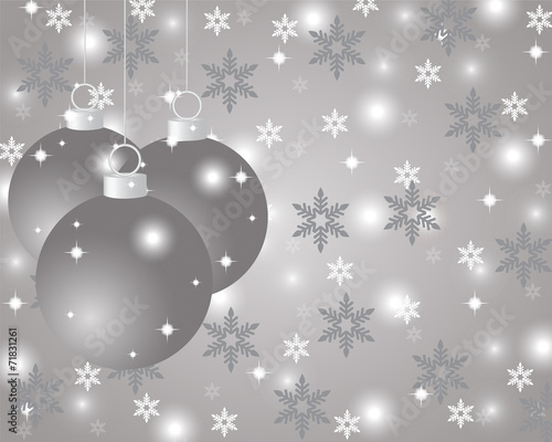 Silver Christmas background with Christmas balls