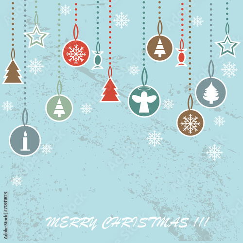 Retro Christmas background with decorative balls