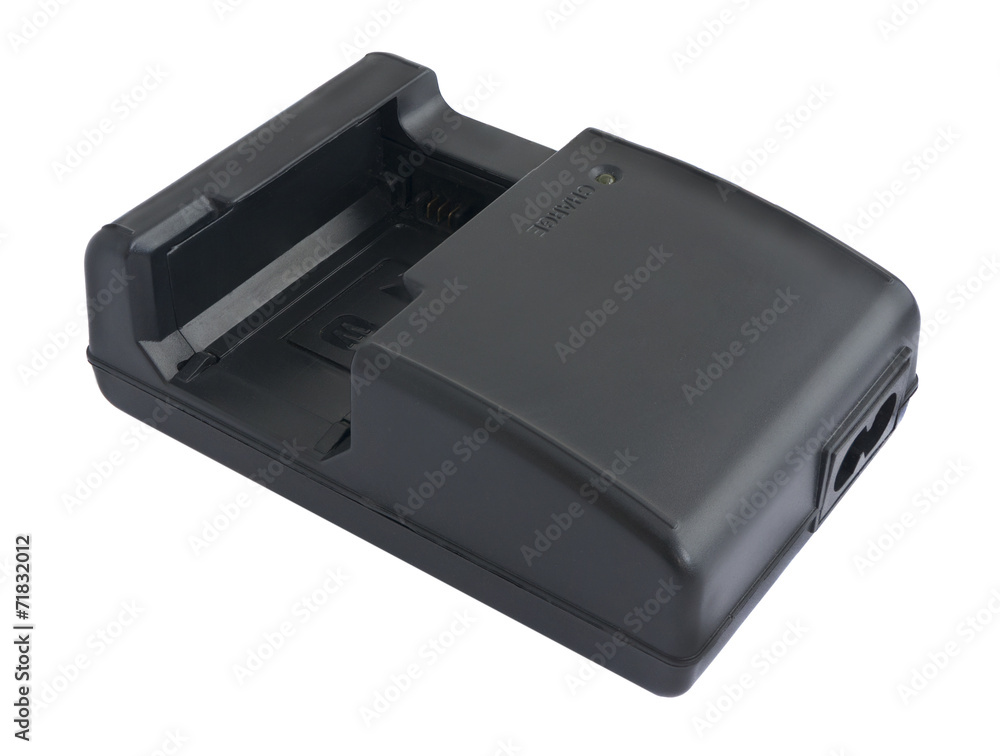 Black battery charger camera isolated on white background Black battery charger camera isolated on white background