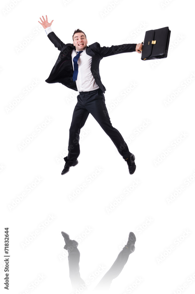 Jumping businessman isolated on the white Jumping businessman isolated on the white