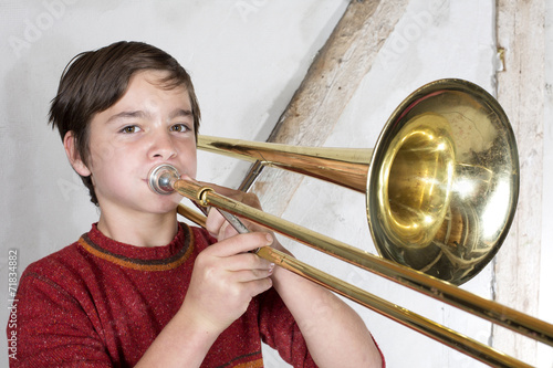 boy with a trombone photo