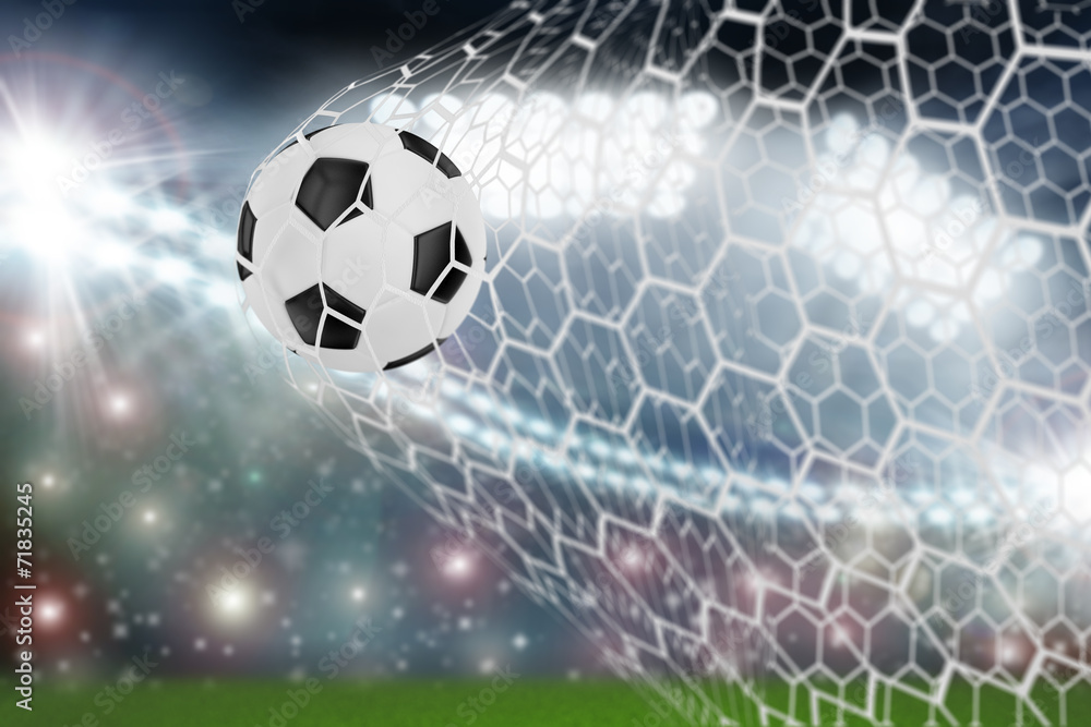 Fototapeta premium soccer ball in goal net