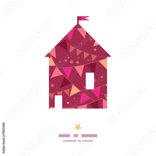 Vector christmas decorations flags house silhouette pattern