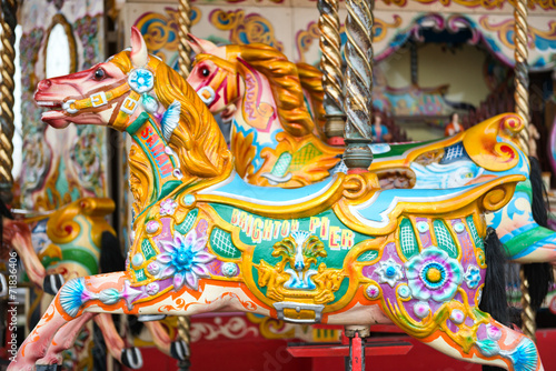 Beautiful decorated horse on a merry-go-round