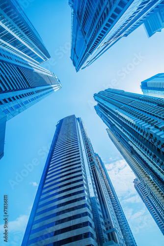 High skyscrapers of Dubai blue-toned