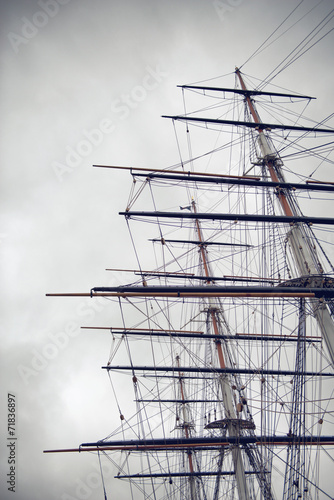 Obraz na plátně Three masts and rigging of Sailing Boat / Clipper