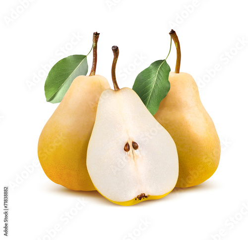 Williams pears group isolated on white