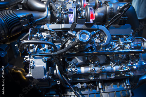 The powerful engine of a modern sport car