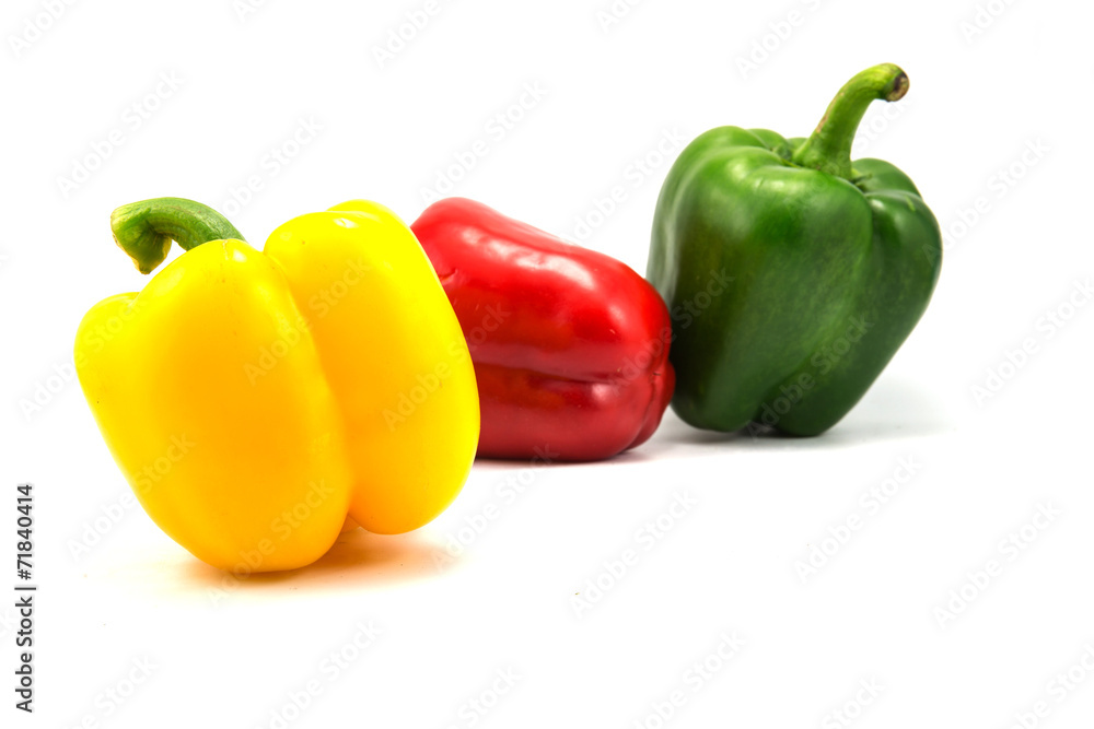 Colored Fresh Sweet Pepper on White Background. Colored Fresh Sweet Pepper on White Background.