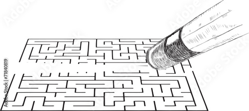 Eraser erases the image of the labyrinth