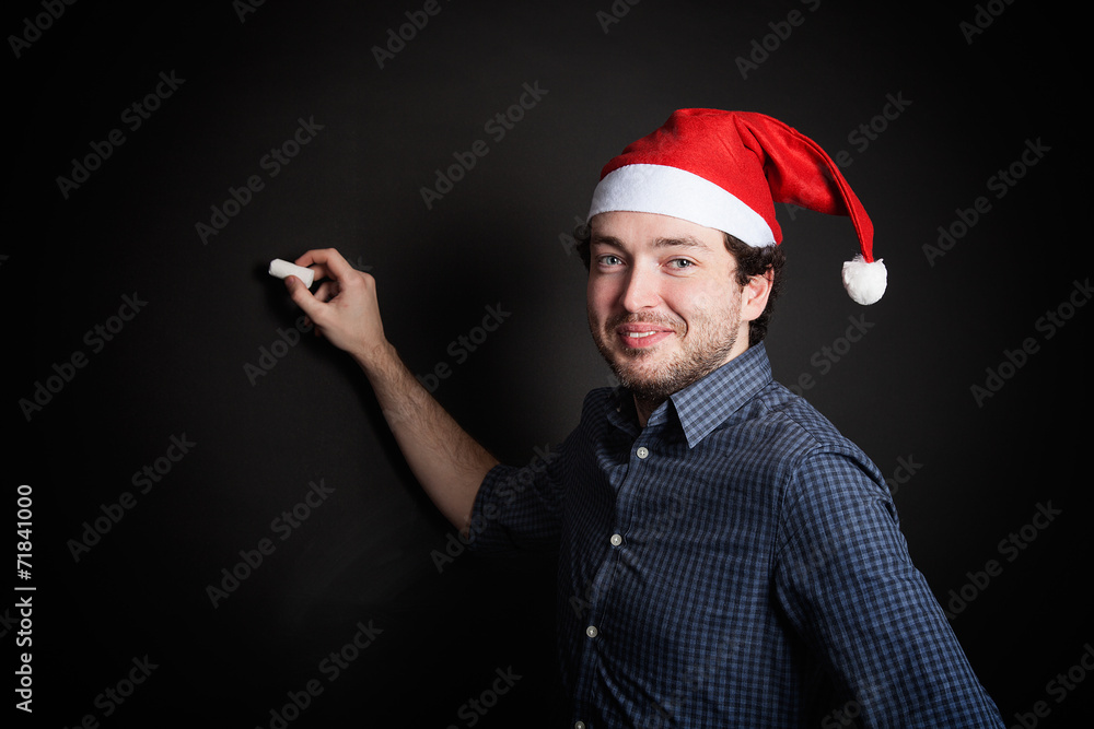 Man drawing on the chalk board Man drawing on the chalk board