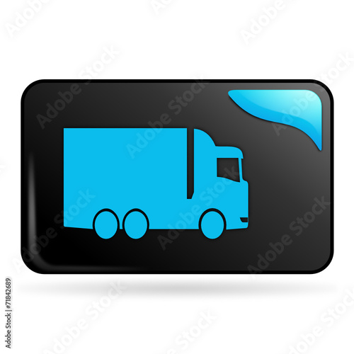 camion sur bouton web rectangle bleu