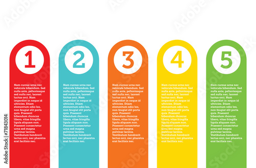 A vector set of five numbered tabs