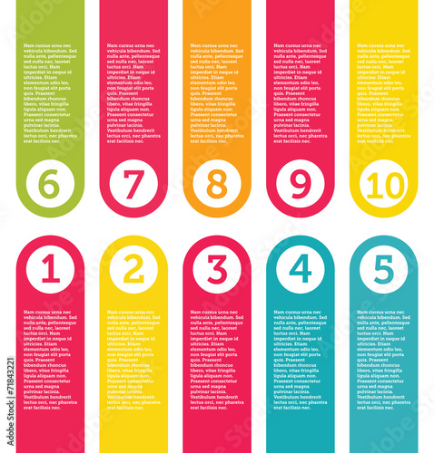 A vector set of ten numbered tabs