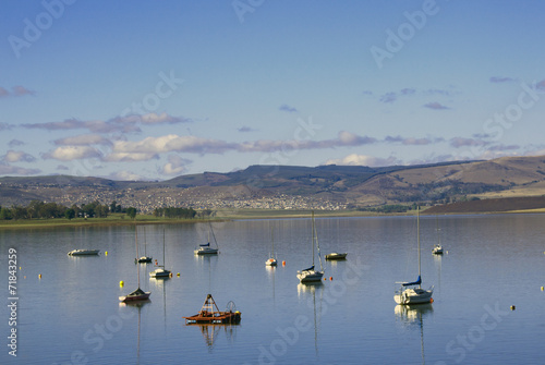 Yachts Moored in Tranquil Setting on Midmar Dam