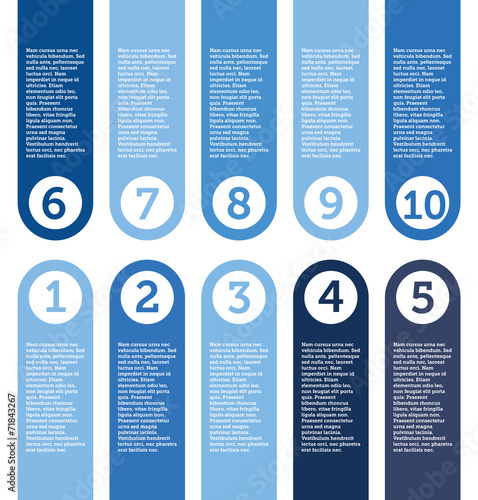 A vector set of ten numbered tabs