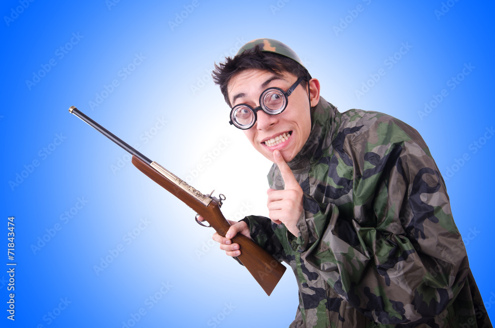 Funny soldier isolated on the white Funny soldier isolated on the white