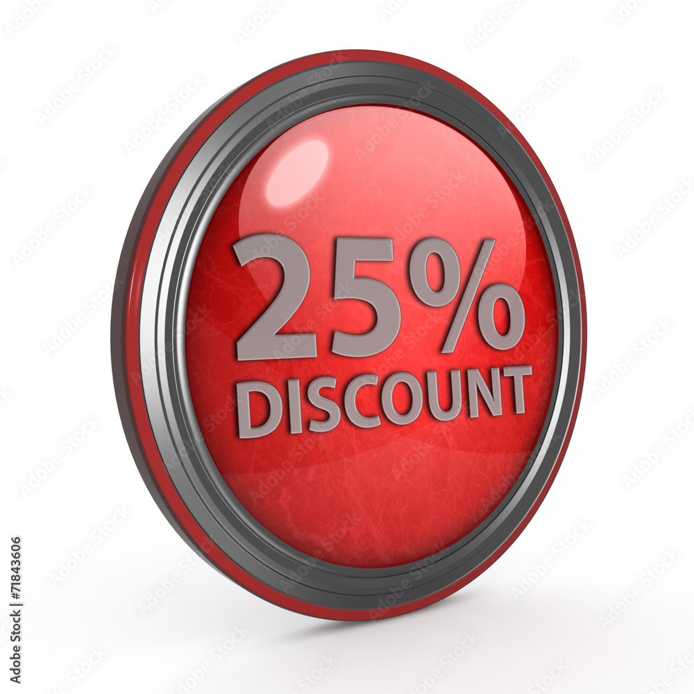 Discount 25 circular icon on white background Discount 25 circular icon on white background