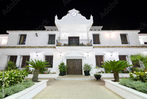 Cuadro en lienzo Council at night in the village of Mijas, Malaga, Spain.