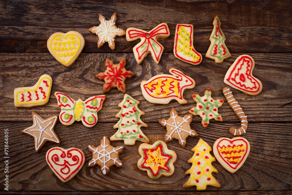 Gingerbread reindeer cookies and christmas decoration Gingerbread reindeer cookies and christmas decoration