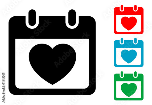 Pictograma calendario con dia de san valentin con varios colores