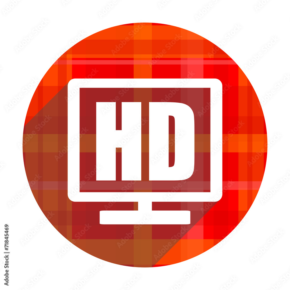 hd display red flat icon isolated hd display red flat icon isolated