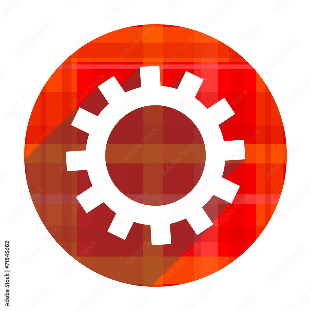 gear red flat icon isolated