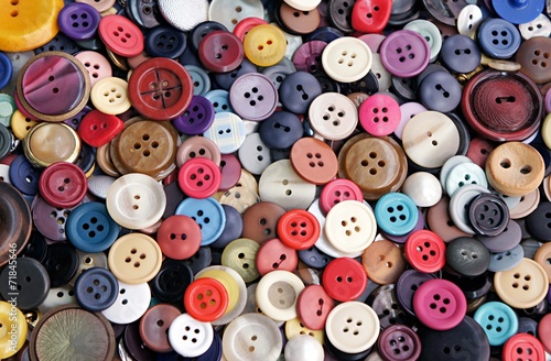 Collection of buttons of different colors and sizes