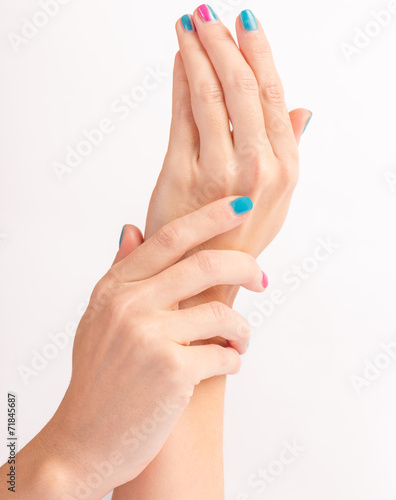 woman hands with new manicure