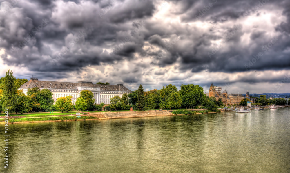 Panorama of The Rhine in Koblenz, Germany