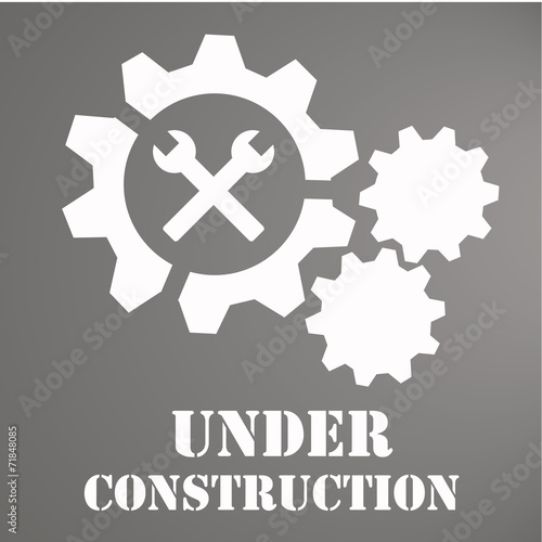 Under construction over gray color background