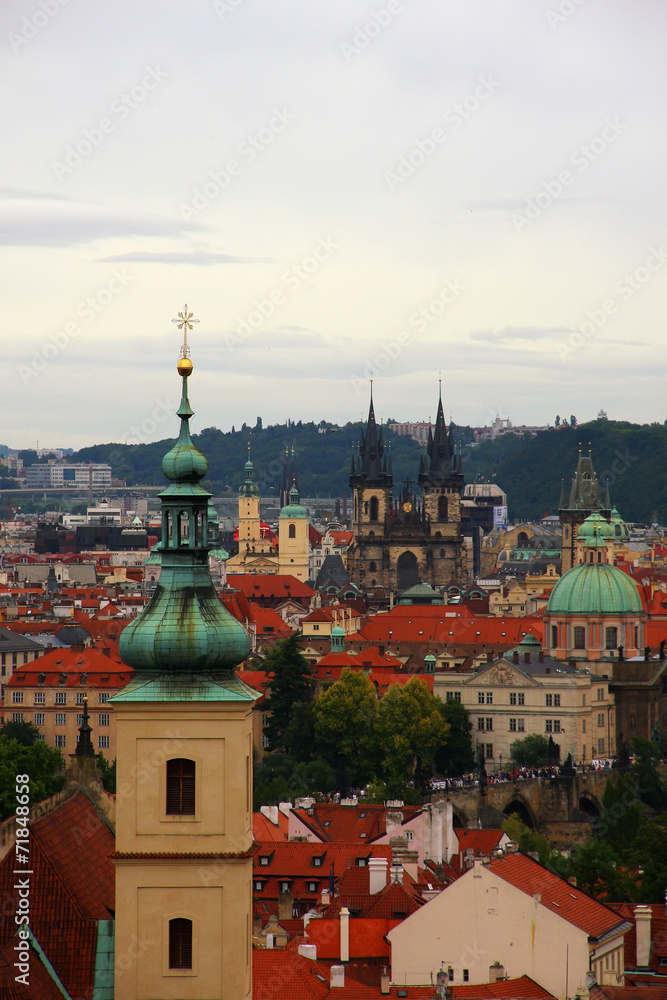 Old Prague panorama with rooftops