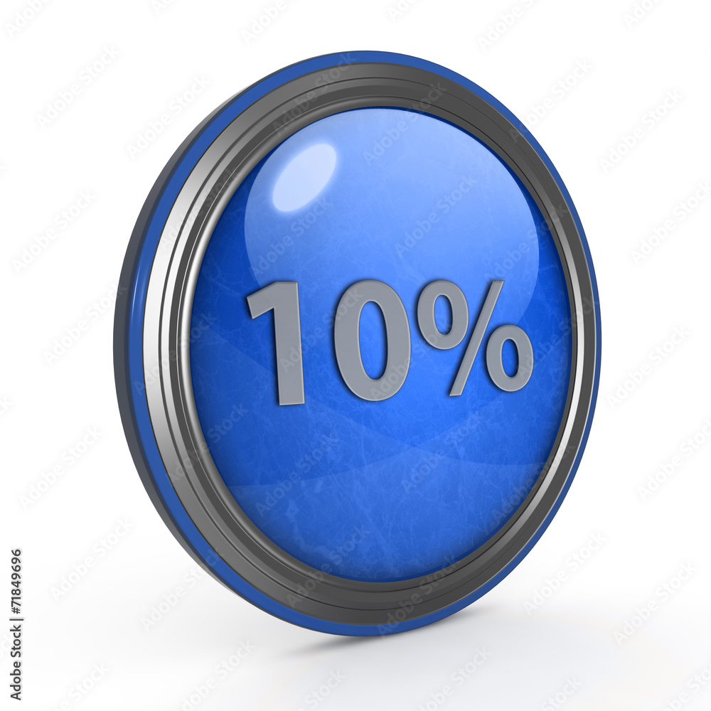 Ten percent circular icon on white background Ten percent circular icon on white background
