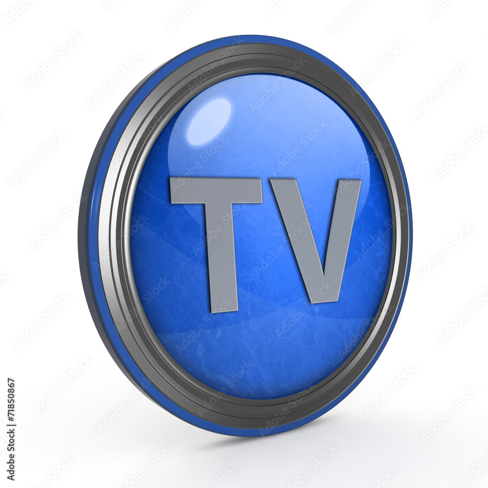 TV circular icon on white background TV circular icon on white background