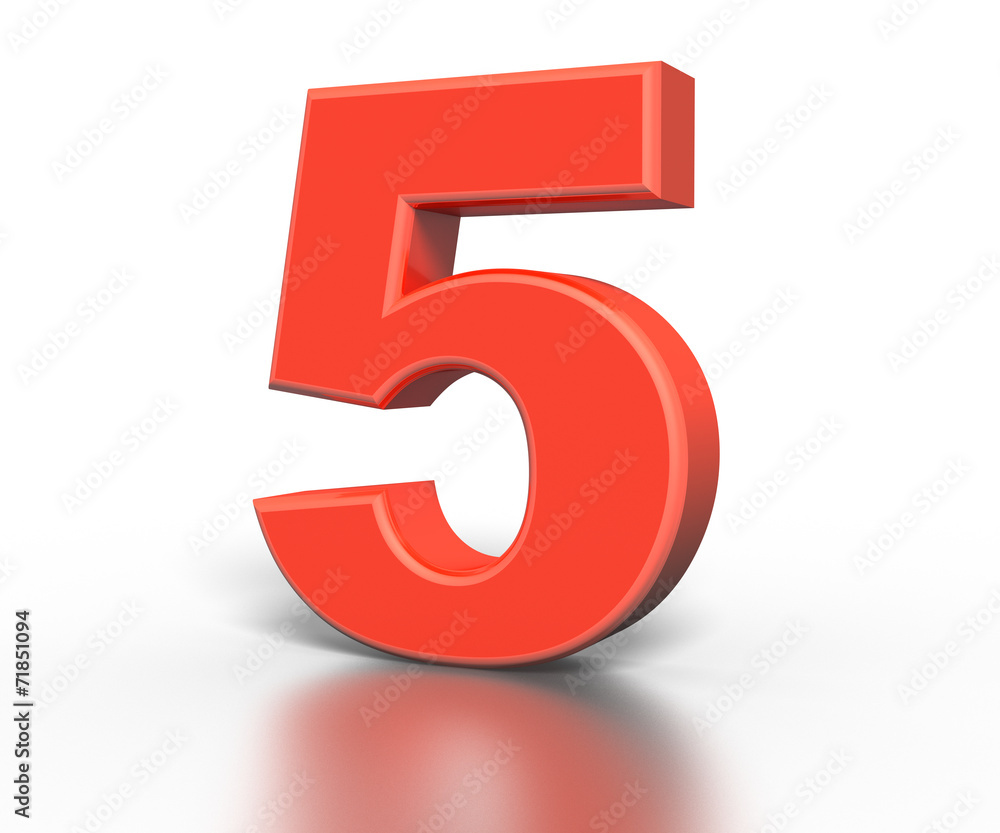 Three dimentional red number collection - five Three dimentional red number collection - five
