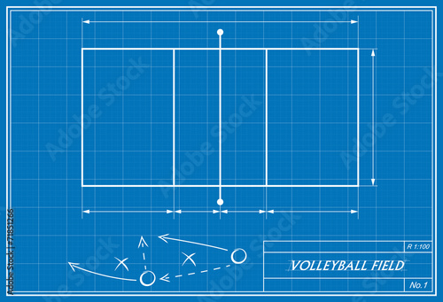 volleyball on blueprint