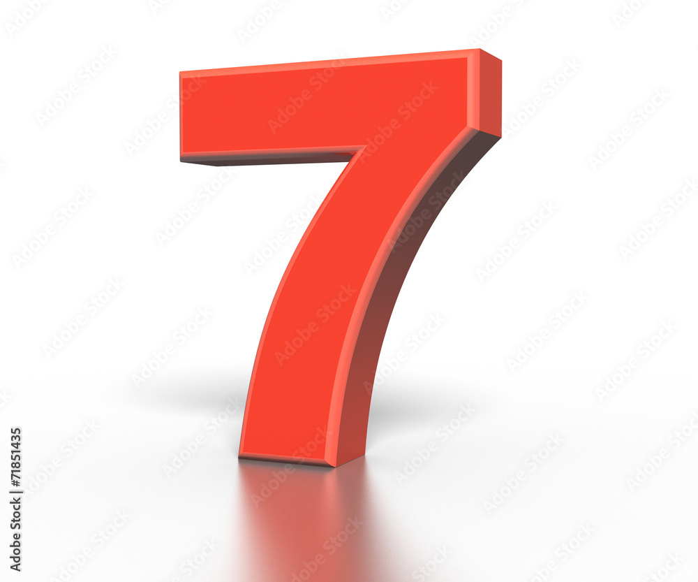 Three dimentional red number collection - seven Three dimentional red number collection - seven