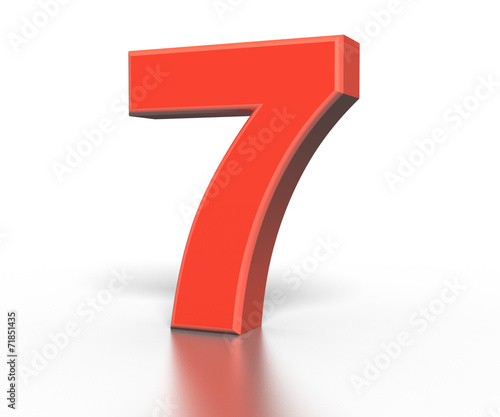 Three dimentional red number collection - seven