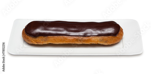 Chocolate Eclair on white background