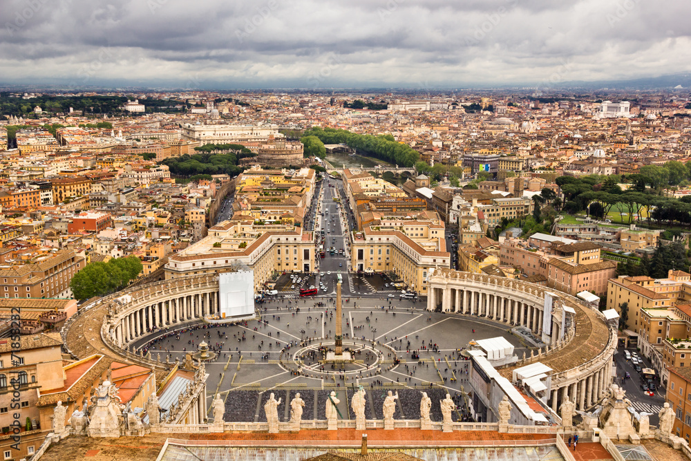 Saint Peter square of Vatican viewed from above