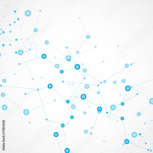 Vector color network connection and DNA atom