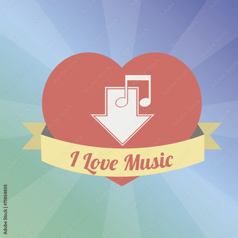 download Love to the music illustration over color background download Love to the music illustration over color background