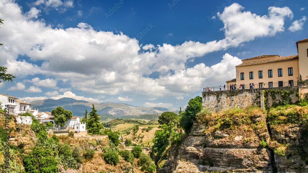 view of a building over cliff in ronda, spain