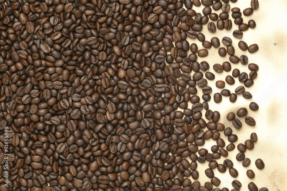 Obraz premium Caffe edition, coffee beans on old paper