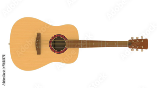 3D model of acoustic guitar isolated on white background