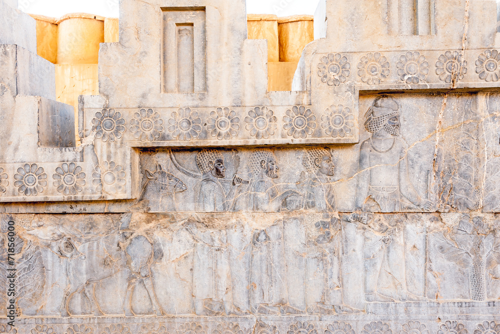 Bas relief at Persepolis in north Shiraz, Iran